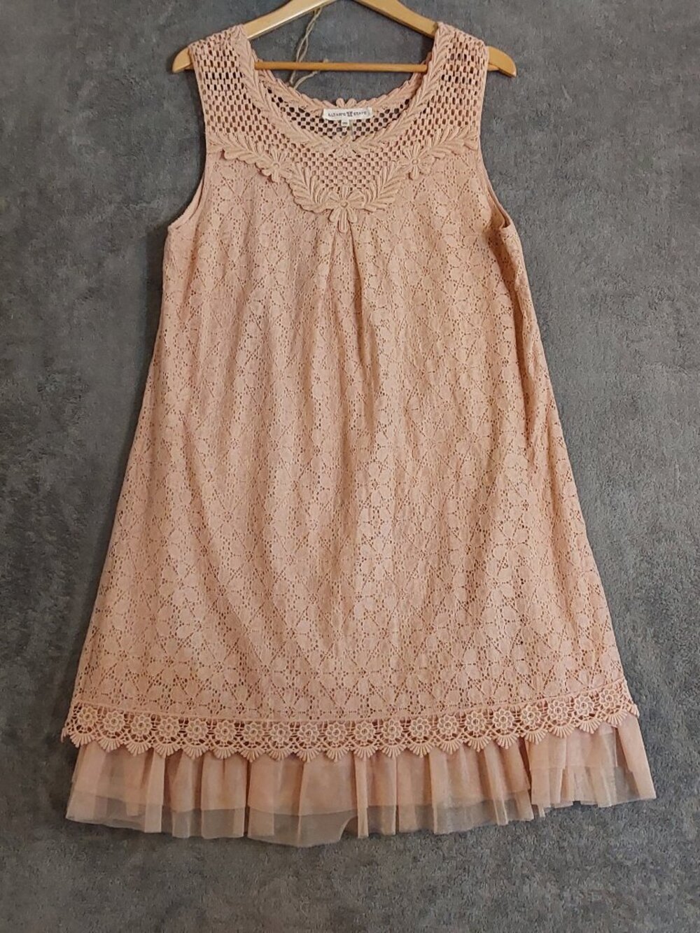Blush Pink Lace Crochet Sleeveless Shift Dress Boho Romantic XXL Altar'd State